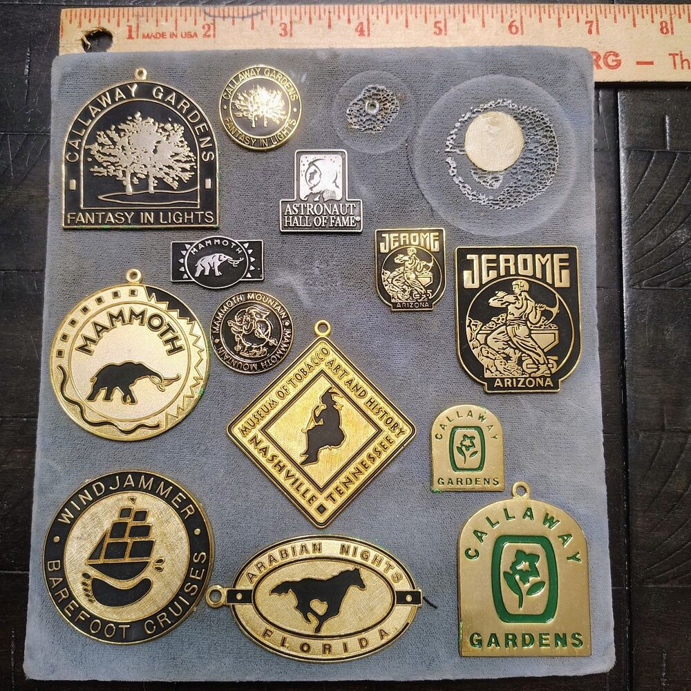 Vtg 90s PINNACLE DESIGNS Enamel Pin Magnet Pendant Salesman Sample Board Florida